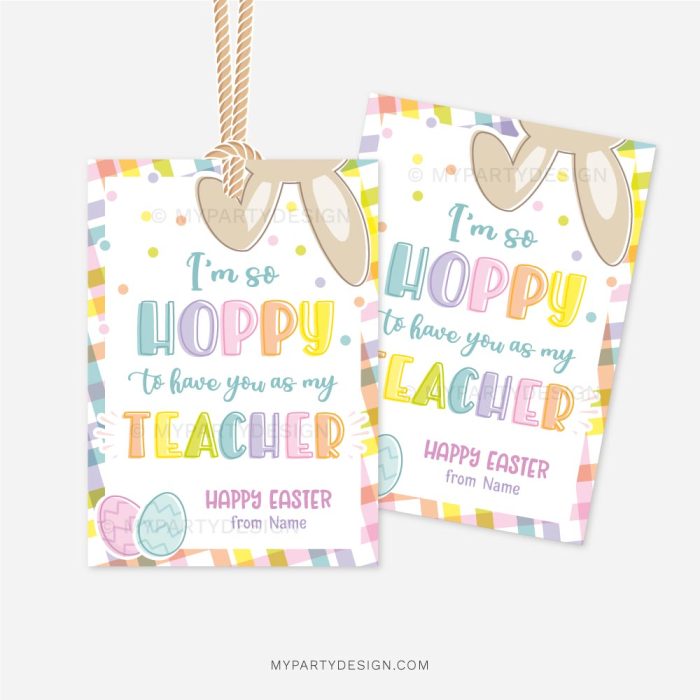 hoppy you're my teacher easter tags for students or classmates