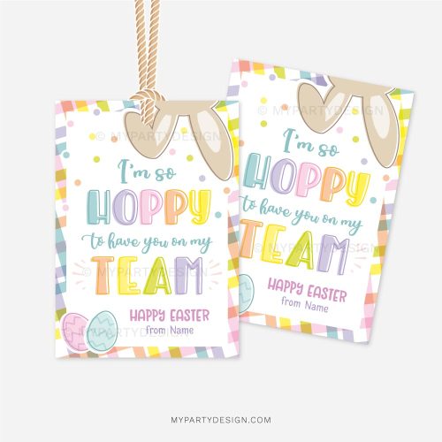 hoppy you're on my team easter tags for team mates