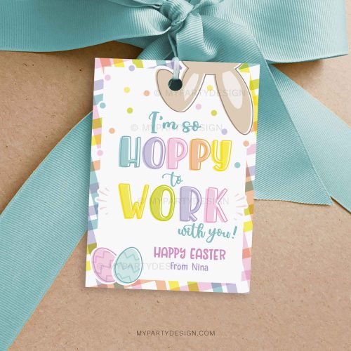 Hoppy to Work with You Easter Gift Tag for coworkers or staff gifts