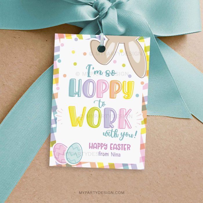 Hoppy to Work with You Easter Gift Tag for coworkers or staff gifts