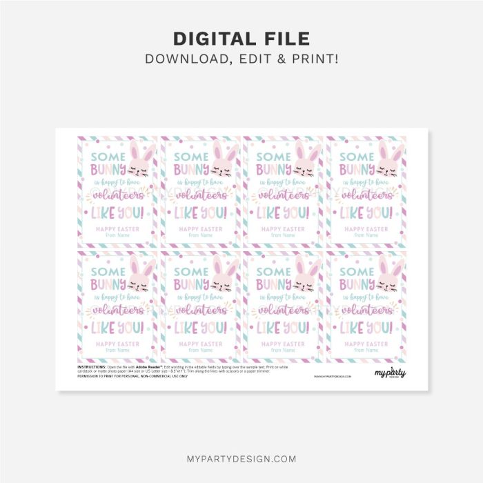 printable volunteer easter tags for volunteer appreciation gifts