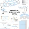 grey and blue elephant baby shower party printables for boy baby shower decoration