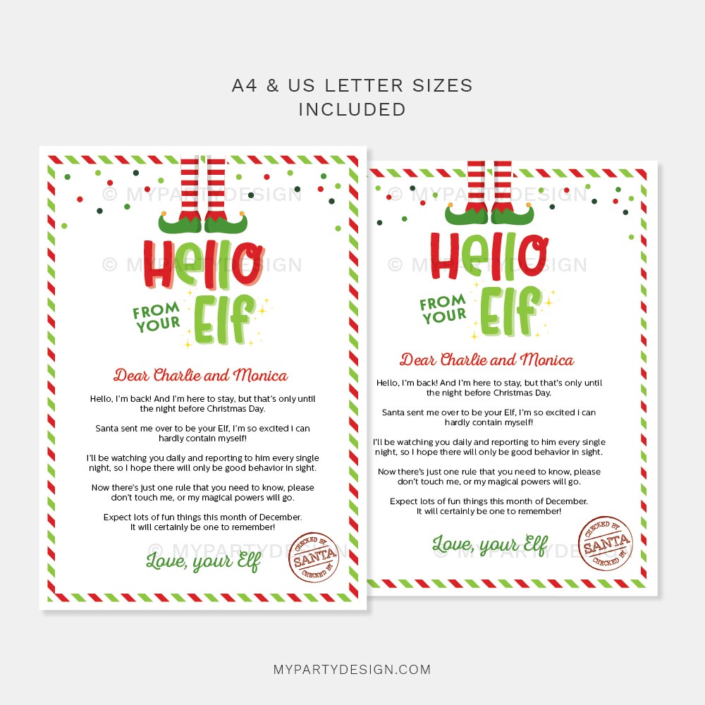 ELF-LETTERS-HELLO-FROM-ELF-00B printable elf hello letter template for kids Christmas