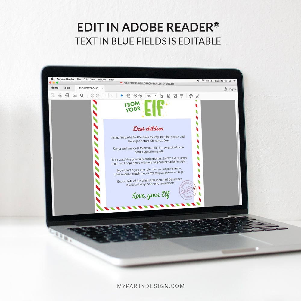 ELF-LETTERS-HELLO-FROM-ELF-00C editable elf hello letter template for kids Christmas