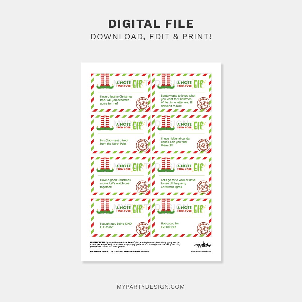 ELF-NOTES-FROM-YOUR-ELF-00B printable Elf notes cards "a note from your elf"