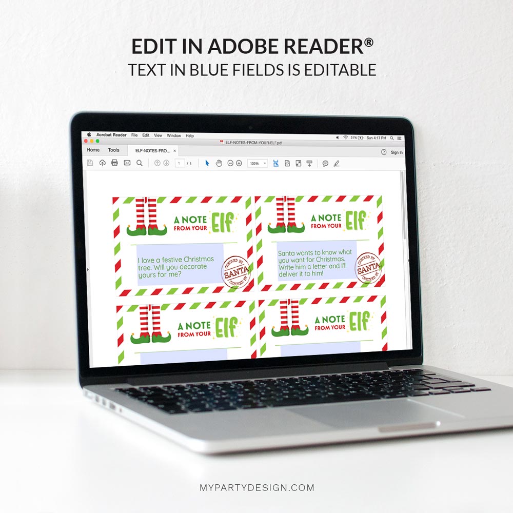 ELF-NOTES-FROM-YOUR-ELF-00C editable Elf notes cards "a note from your elf"