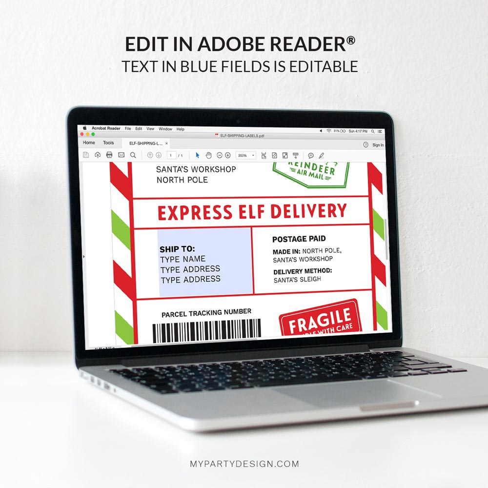 ELF-SHIPPING-LABELS-00C editable elf shipping labels for christmas gifts