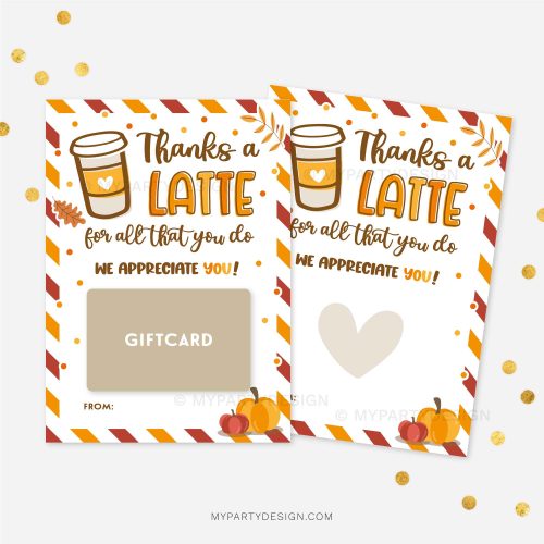 fall thanks a latte gift card holder for thanksgiving or teacher appreciation gifts