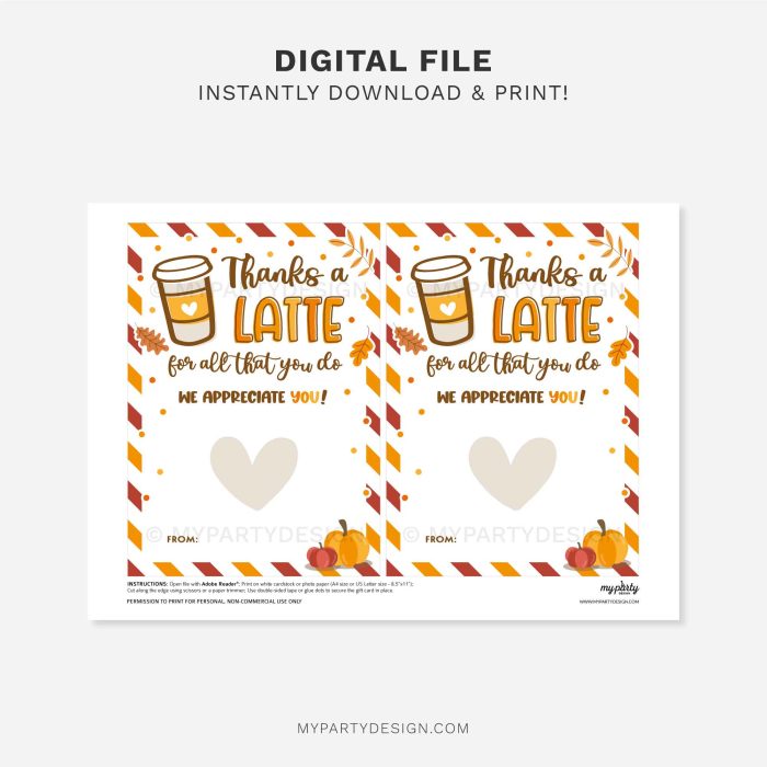 printable fall thanks a latte gift card holder for thanksgiving or teacher appreciation gifts