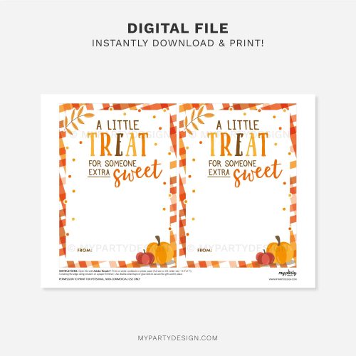 printable Fall Treat For Someone Sweet gift card holder for thanksgiving or teacher appreciation gifts