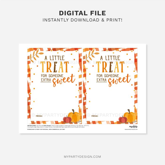 printable Fall Treat For Someone Sweet gift card holder for thanksgiving or teacher appreciation gifts