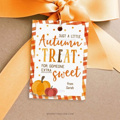 just a little autumn treat for someone extra sweet gift tag for autumn appreciation gifts