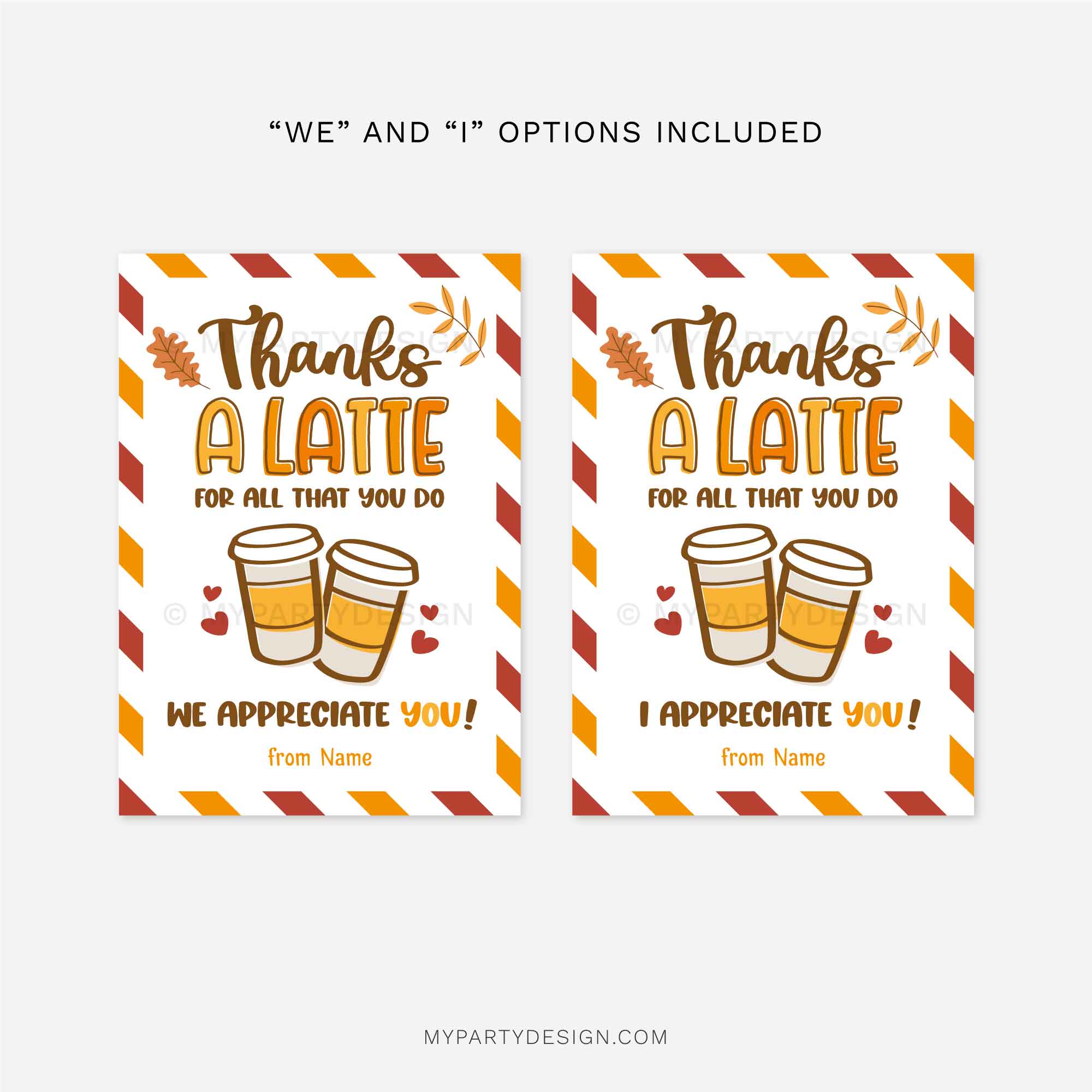 FALL-GIFT-TAGS-THANKS-A-LATTE-00D fall appreciation gift tags in orange colours that read "thanks a latte for all that you do, I appreciate you"