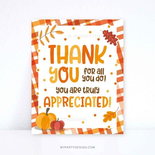 fall thank you for all you do sign for nurses, employees, staff or teacher appreciation