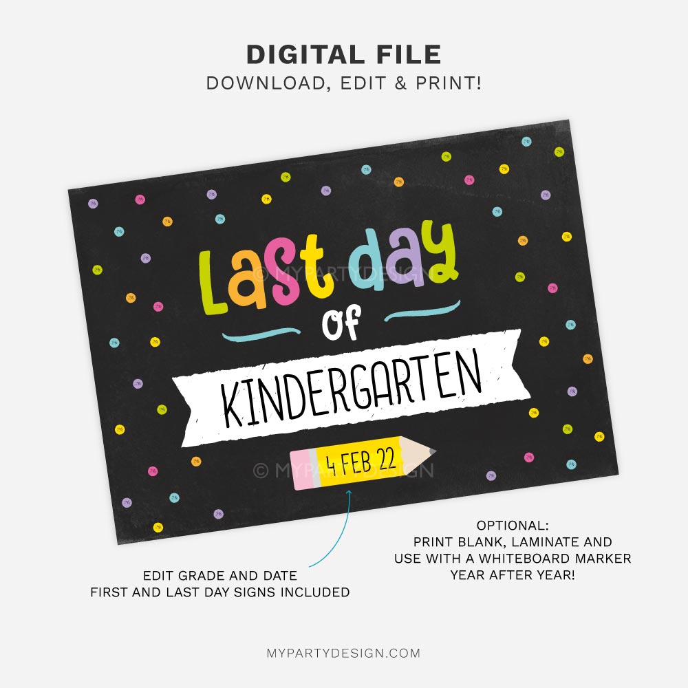FIRST-DAY-OF-SCHOOL-SIGNS-BUNDLE-SPOTTY-BLACK-00C printable last day of school and last day of school sign in black for boys and girls