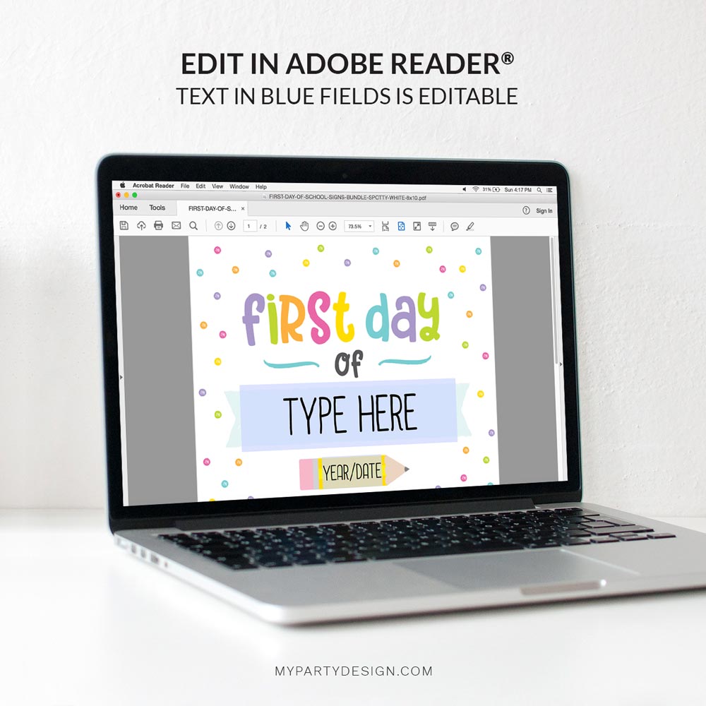 FIRST-DAY-OF-SCHOOL-SIGNS-BUNDLE-SPOTTY-WHITE-00D editable last day of school and last day of school sign in white for boys and girls