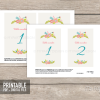 printable floral table numbers for bridal shower or wedding