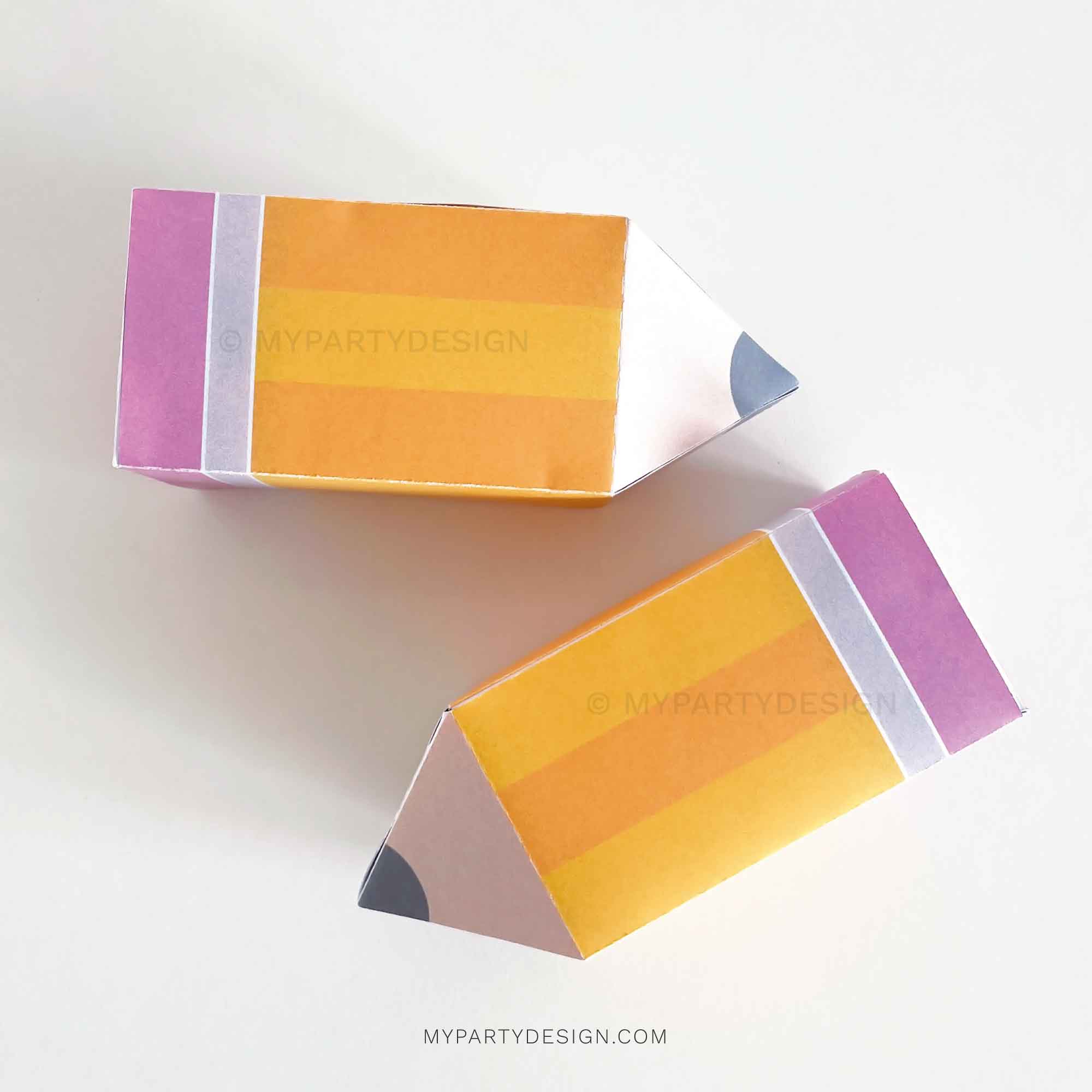 GIFT-BOX-PENCIL-TEMPLATE-00A yellow and pink pencil gift box for teacher appreciation gifts of student back to school treats