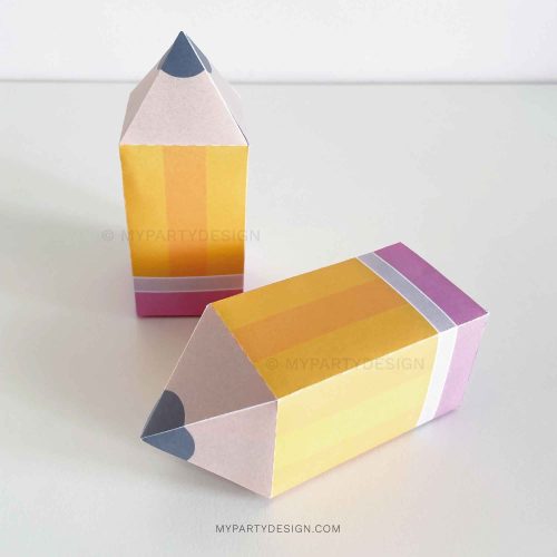 pencil shaped gift box in yellow and pink colors for teacher appreciation gifts of student back to school treats