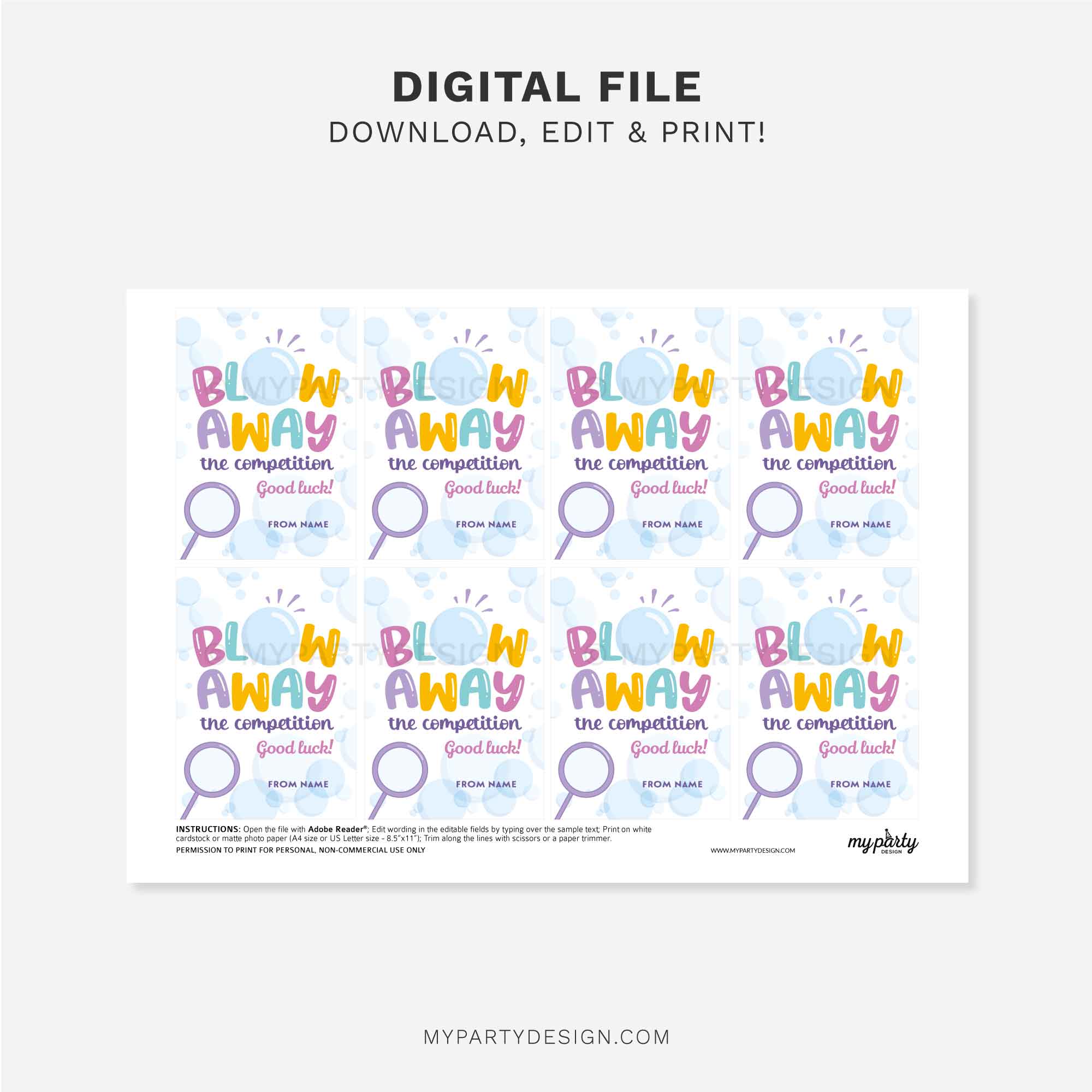 GOOD-LUCK-TAGS-BLOW-AWAY-THE-COMPETITION-BUBBLES-00C printable blow away the competition bubbles gift tag for good luck gifts