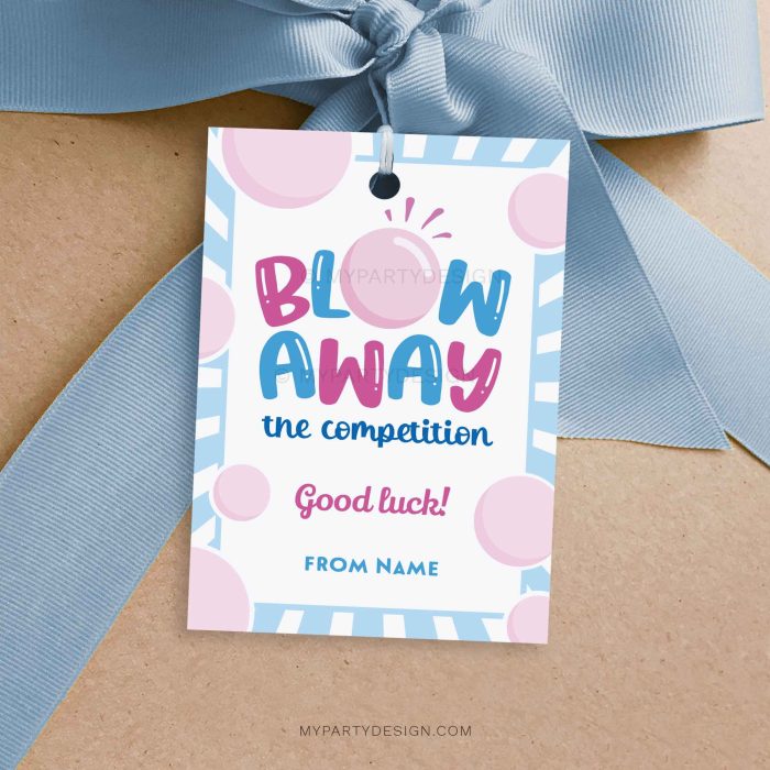 blow away the competition gift tag for gum or lollipop good luck gifts