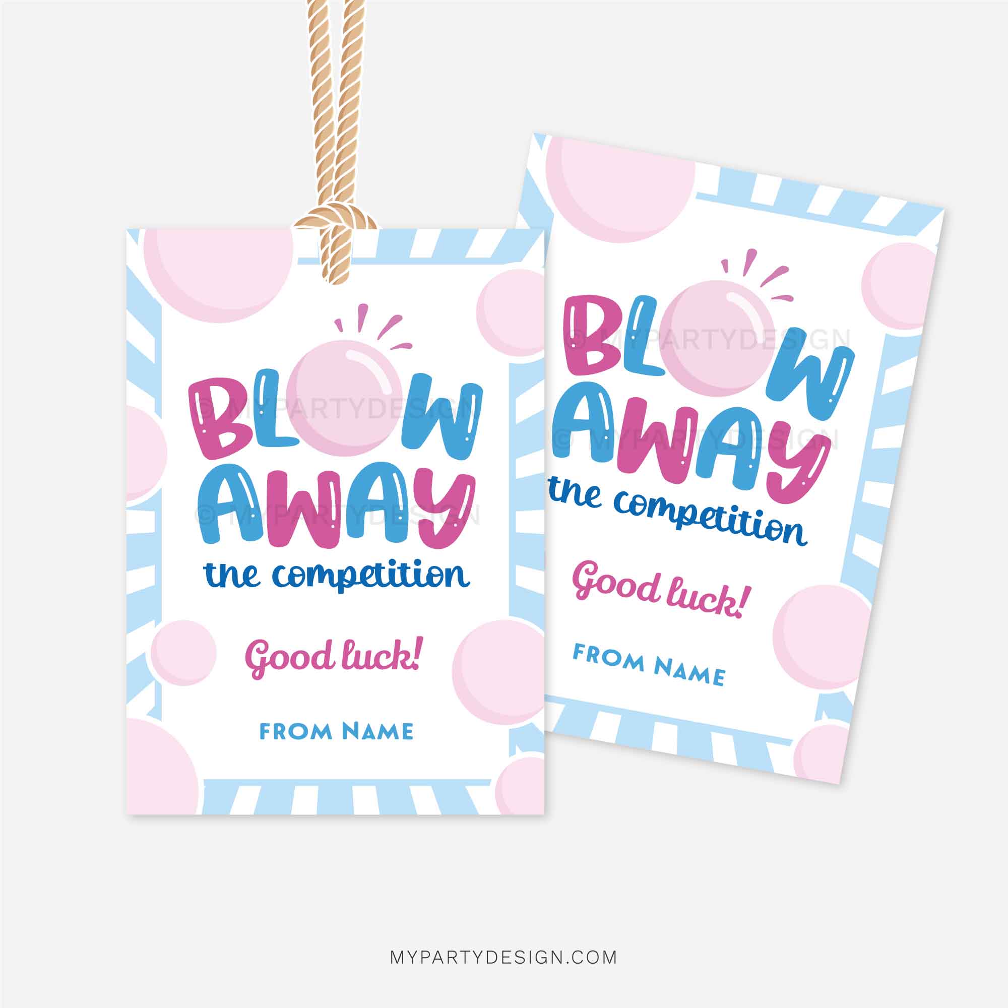 GOOD-LUCK-TAGS-BLOW-AWAY-THE-COMPETITION-GUM-00B blow away the competition gift tags for dance, cheer or sports team encouragement