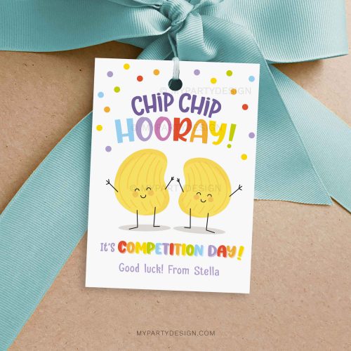 chips competition day gift tag for good luck gifts for cheer or sports team