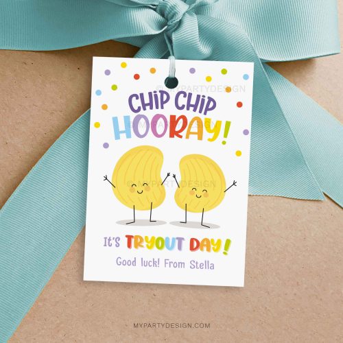 chips tryout day gift tag for good luck gifts for cheer or sports team