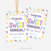 sweet gift tag for sports end of season gifts that reads "congrats on a sweet season"