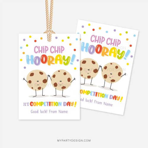 chip chip hooray it's competition day gift tags for good luck gifts