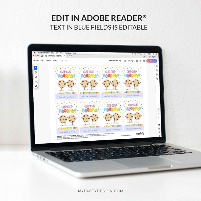 editable cookies competition day gift tag template