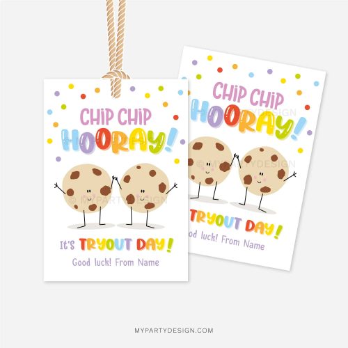 chip chip hooray it's tryout day tags for cheer team gifts