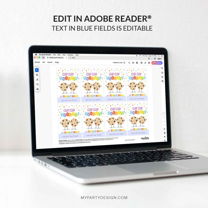 editable cookie tryout day gift tag templates