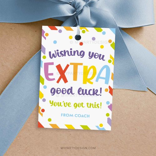 extra good luck gift tag for sports or cheer encouragement gifts