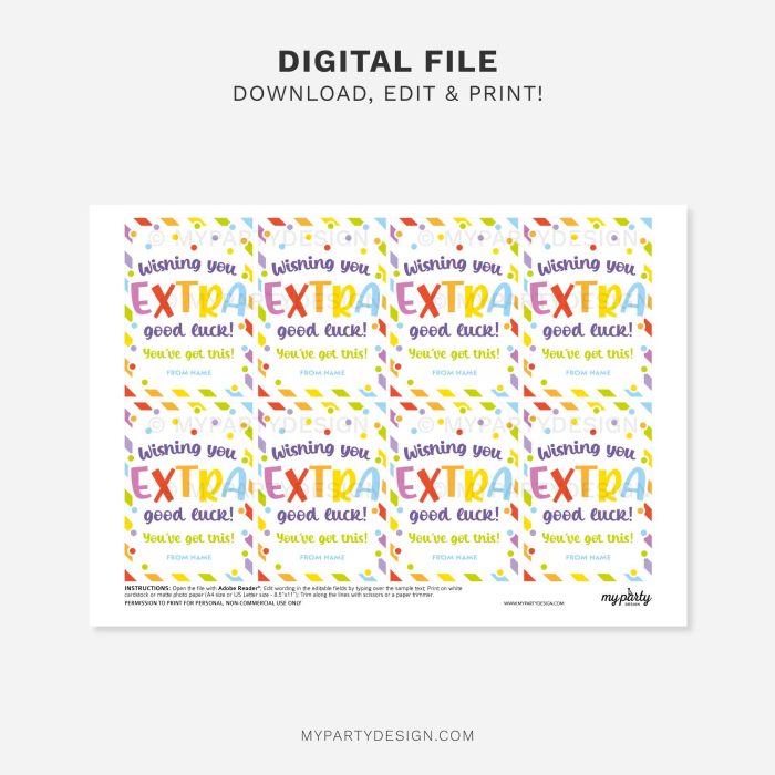 printable extra good luck gift tag for sports or cheer encouragement gifts