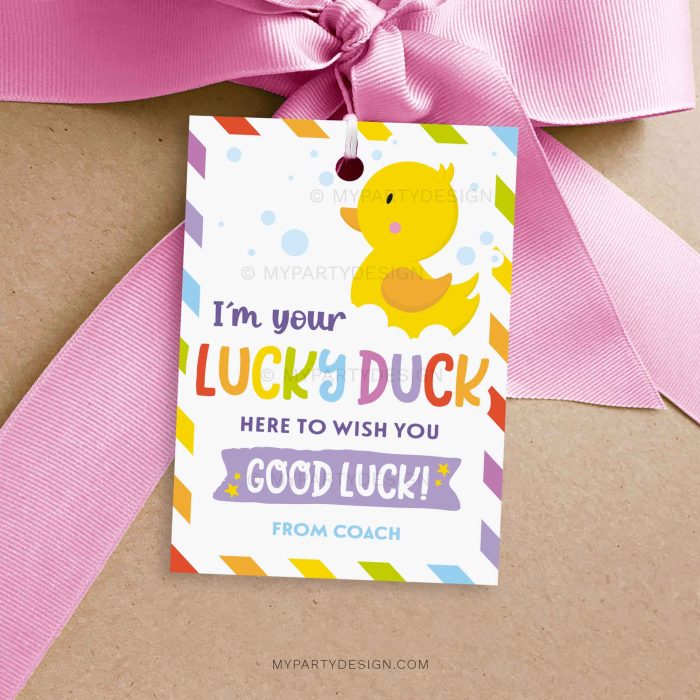 lucky duck good luck gift tag for cheer dance or sports good luck gifts