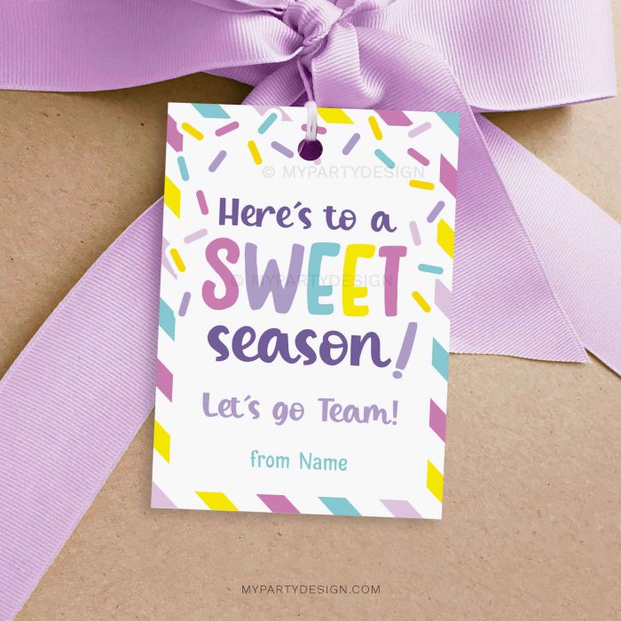 sweet season team gift tag for sports, dance or cheer team gifts
