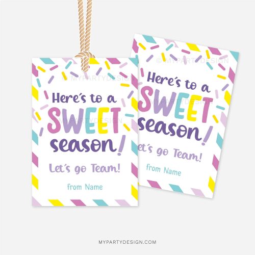here's to a sweet season gift tags for sports, dance or cheer team gifts