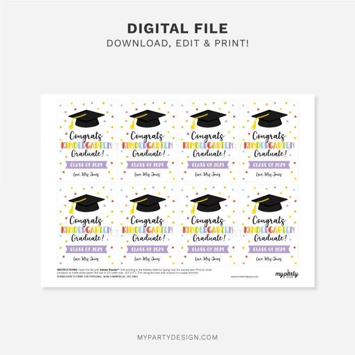 printable congrats kindergarten graduate tag for kindergarten graduation