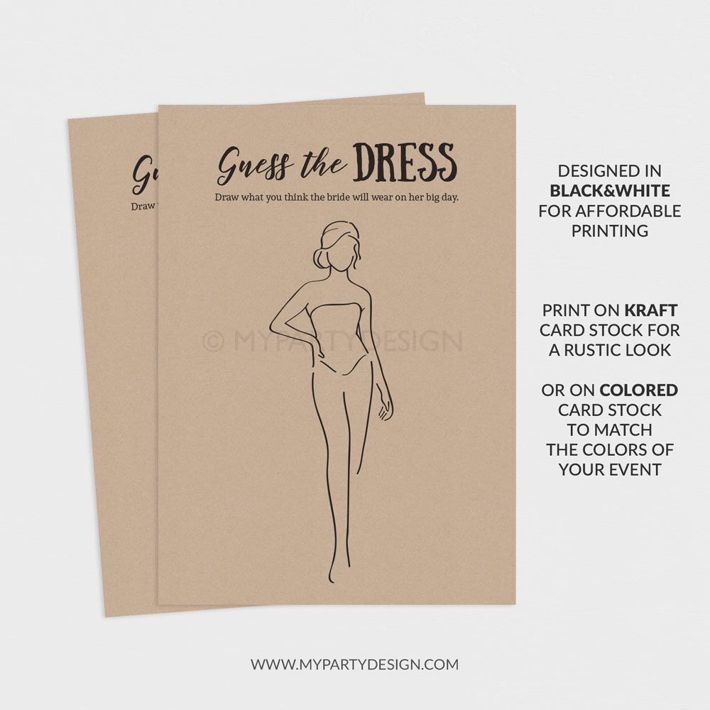 GUESS-THE-DRESS-BRIDAL-SHOWER-GAME-00B guess the dress game template for a bridal shower or bachelorette party