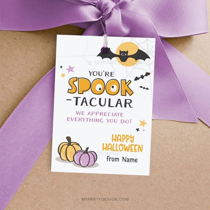 you're spooktacular halloween tags for appreciation gifts