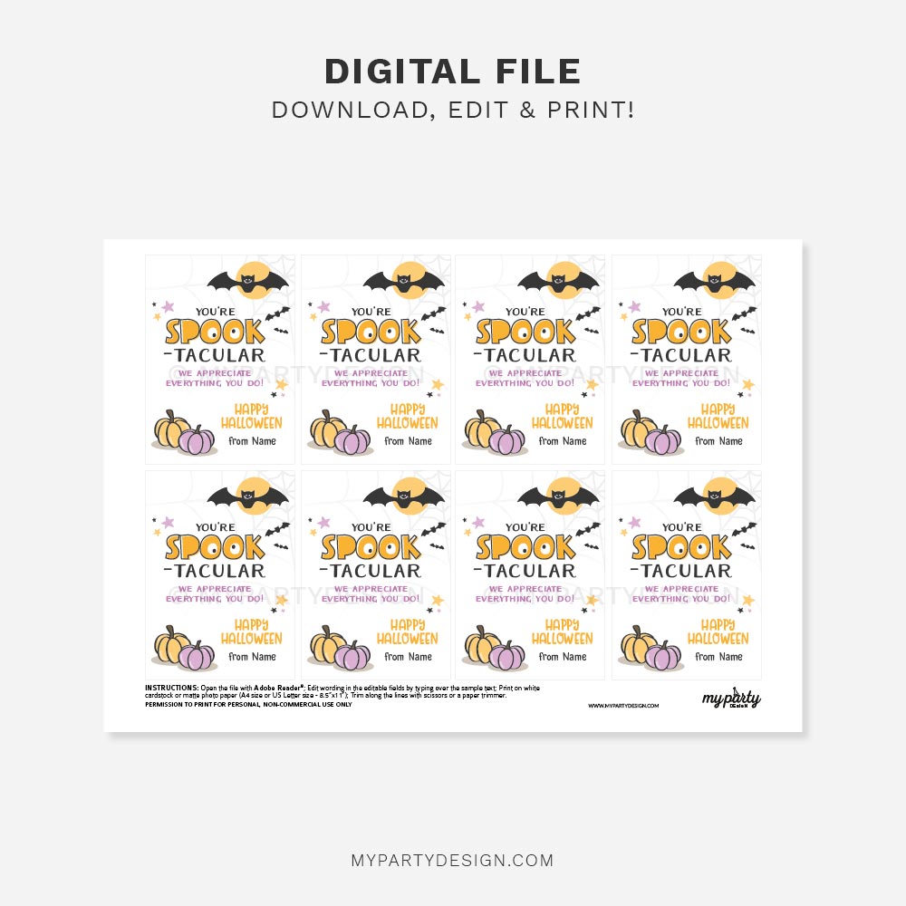 HALLOWEEN-APPRECIATION-TAGS-SPOOKTACULAR-00C printable you're spooktacular halloween tags for appreciation gifts