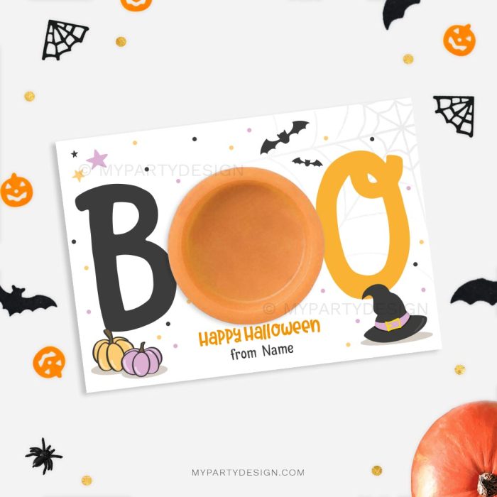 Halloween playdough cards for non candy halloween gifts