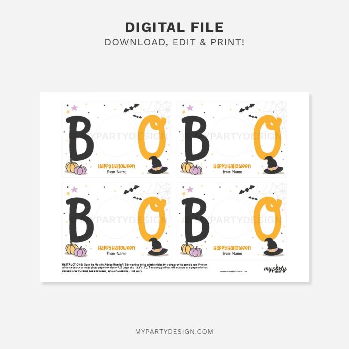 printable Boo Halloween play dough cards for non candy halloween gifts