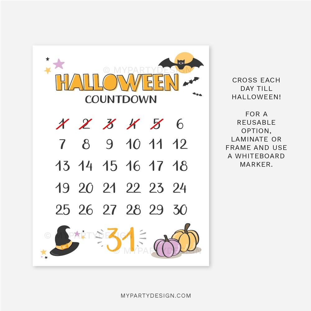 HALLOWEEN-COUNTDOWN-SIGN-00C Halloween countdown sign for kids to cross each day until Halloween