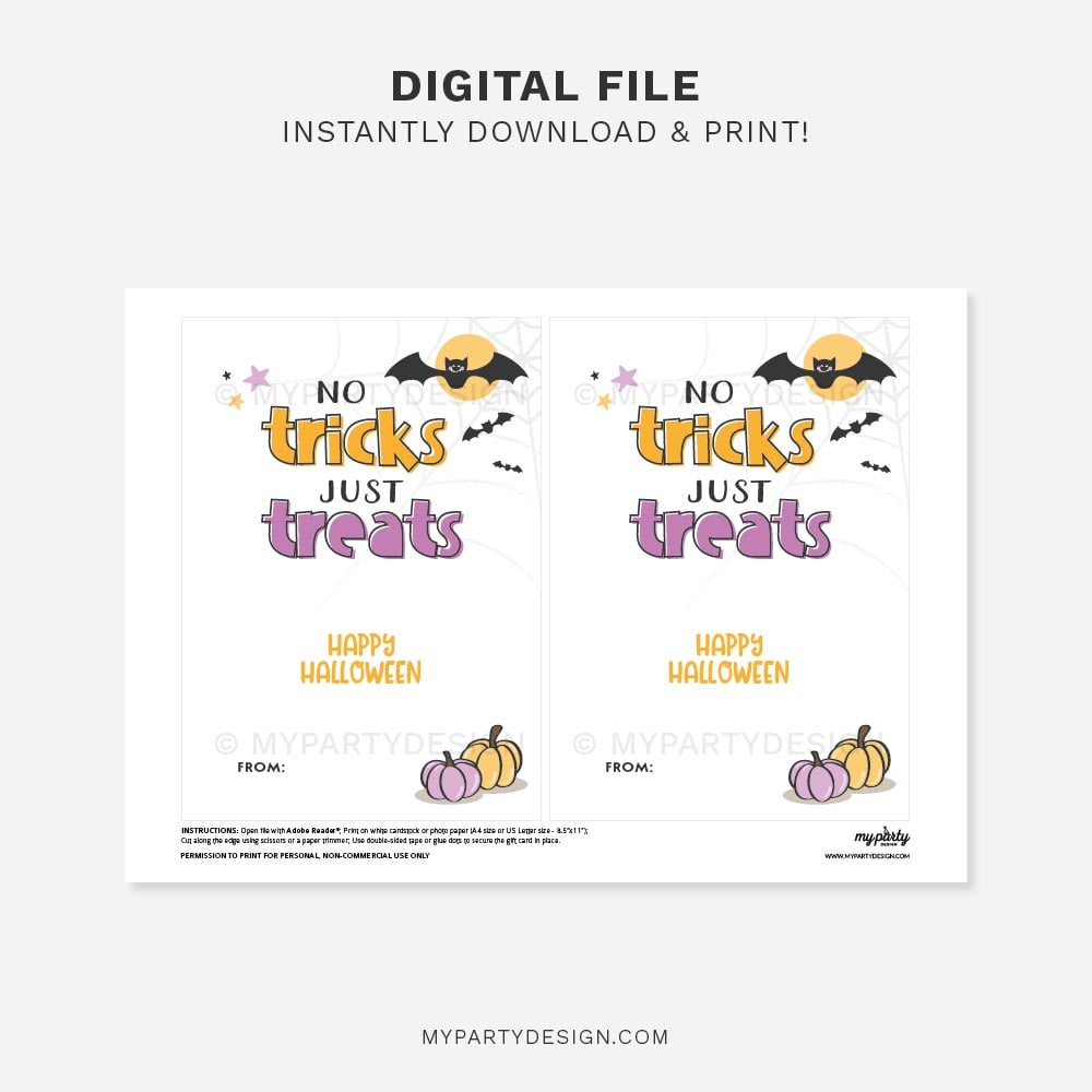HALLOWEEN-GIFT-CARD-HOLDER-NO-TRICKS-JUST-TREATS-00B printable no tricks just treats Halloween gift card holder
