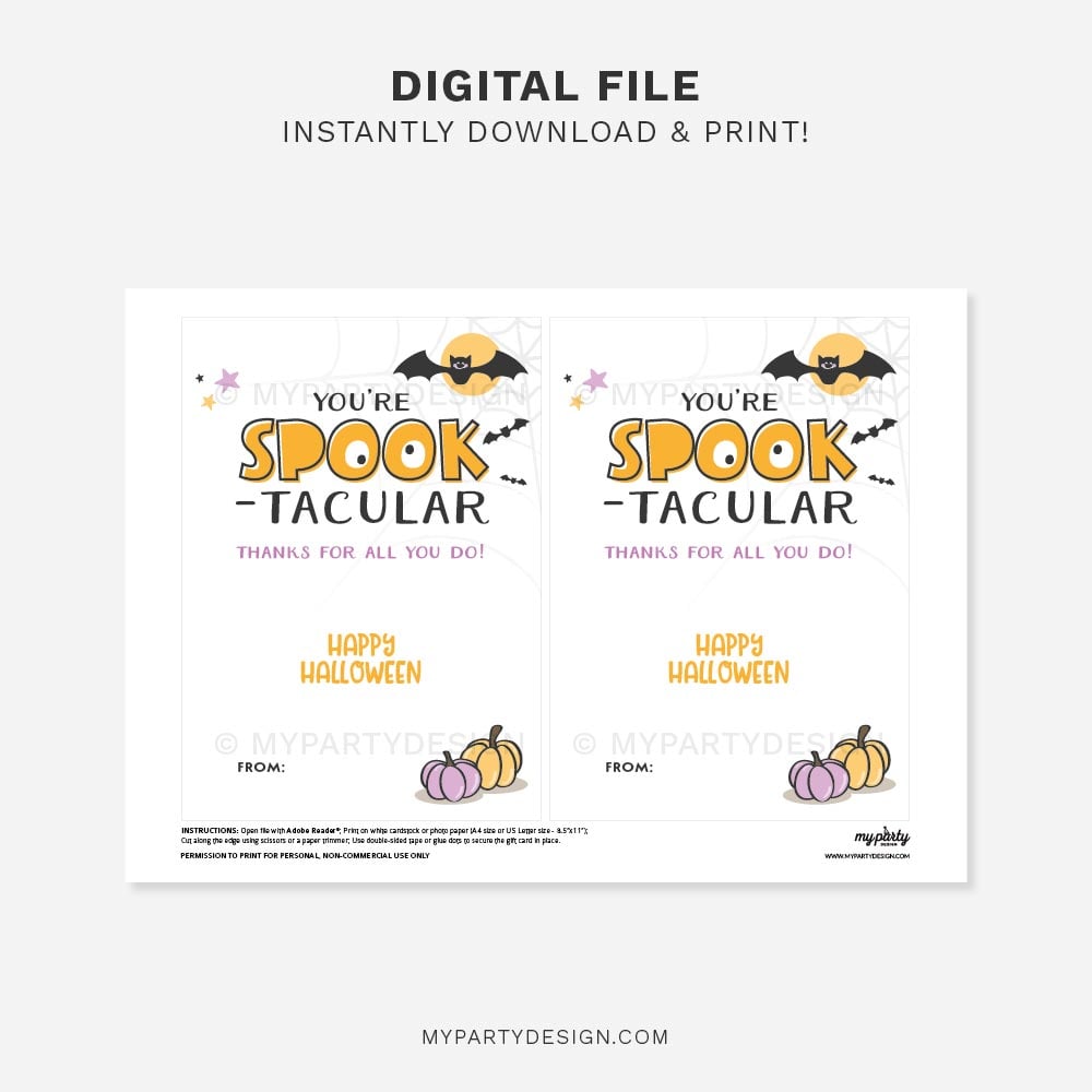 HALLOWEEN-GIFT-CARD-HOLDER-SPOOKTACULAR-00B printable you're spooktacular Halloween gift card holder