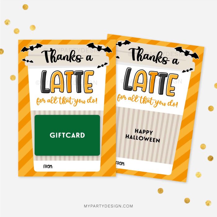 thanks a latte Halloween gift card holder for coffee appreciation gifts