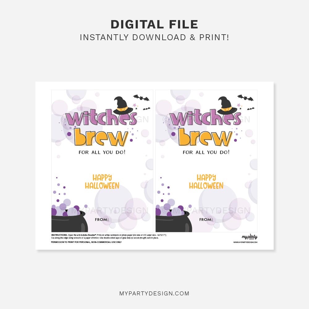 HALLOWEEN-GIFT-CARD-HOLDER-WITCHES-BREW-00B printable Witches Brew for all you do gift card holder for Halloween coffee gift card