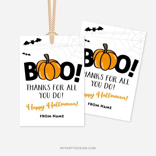 thanks for all you do Halloween gift tags with pumpkin design